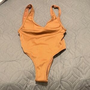 Ribbed Brown Zara One-Piece Swimsuit- NWOT still have protective liner